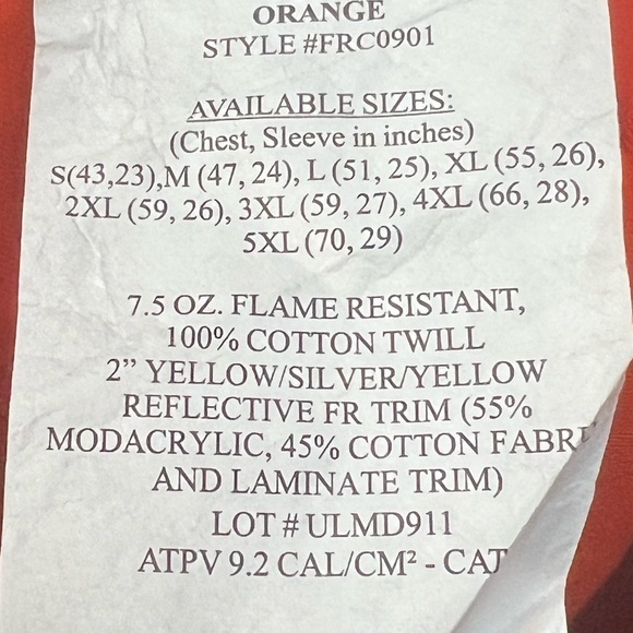 BOCOMAL FR Shirts Hi Vis/High Visibility Flame Resistant/Fire Retardant XL/TALL - Picture 9 of 9